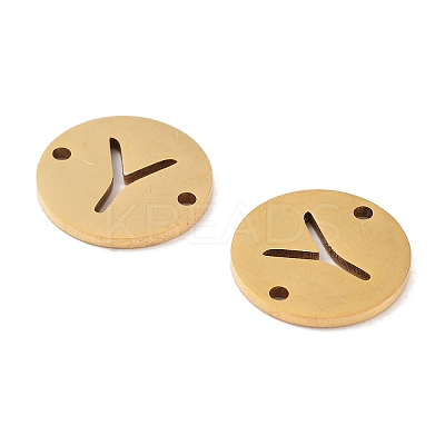 PVD Vacuum Plating 201 Stainless Steel Hollow Flat Round Links FIND-R149-03Y-G-1
