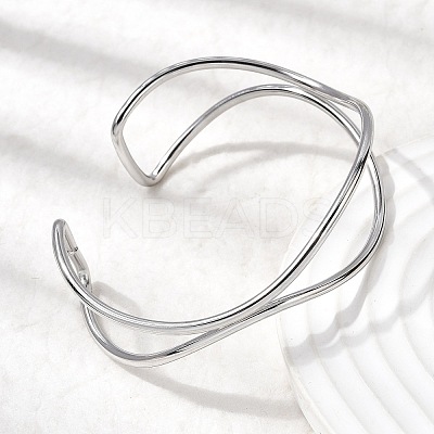 304 Stainless Steel Cuff Bangles for Women LS-BJEW-Z150-01P-02-1