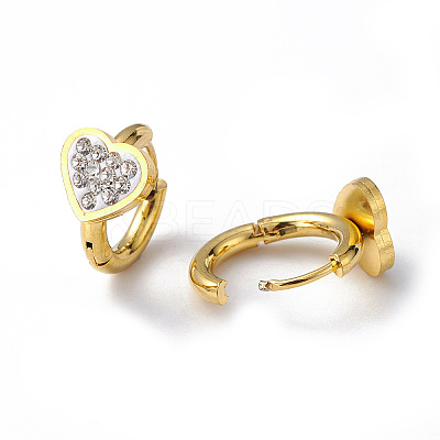 Crystal Rhinestone Heart Hoop Earrings EJEW-A094-03G-1