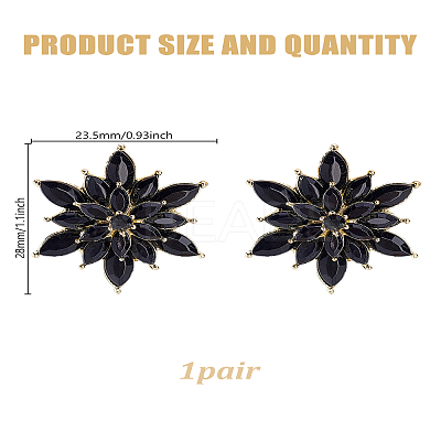 1 Pair Flower Cubic Zirconia Stud Earrings EJEW-LP0013-09-1