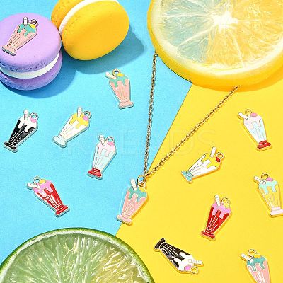 40Pcs 8 Styles Alloy Enamel Pendants ENAM-CJ0003-15-1