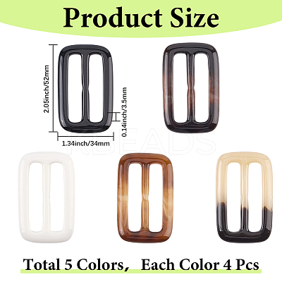 20Pcs Resin Tri-Glide Adjuster Buckles FIND-GF0008-12B-1