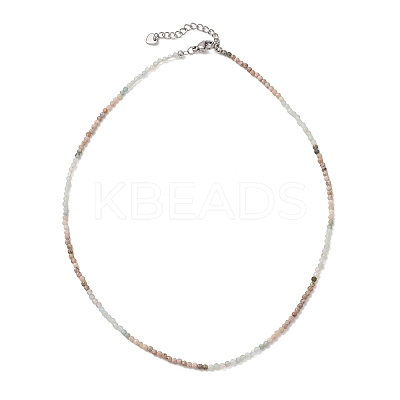2MM Natural & Synthetic Mixed Gemstone Gradient Color Faceted Round Beaded Necklaces for Women NJEW-JN05865-01-1
