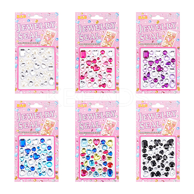 6 Cards 6 Colors Acrylic Rhinestone Stickers STIC-GA0001-02-1