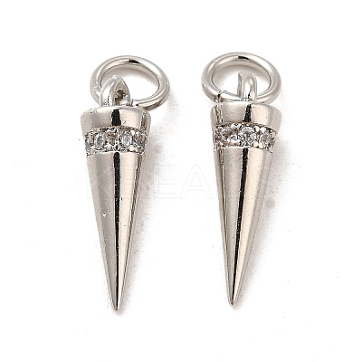 Rack Plating Brass Micro Pave Cubic Zirconia Charms KK-E081-17P-1