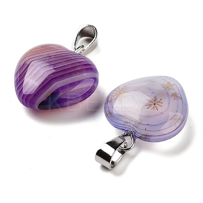 Natural Banded Agate Charms LS-HEAR-PW0001-057-38-1