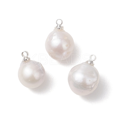 Natural Baroque Pearl Keshi Pearl Pendants PALLOY-JF04824-1