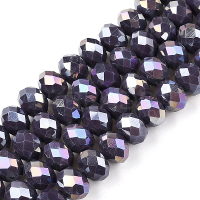 Electroplate Glass Beads Strands EGLA-A044-P8mm-B11-1