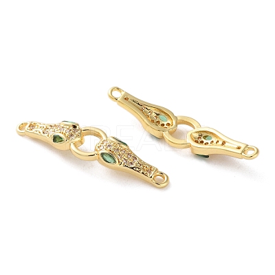 Rack Plating Brass Micro Pave Cubic Zirconia Snake Connector Charms KK-C084-10A-G-1
