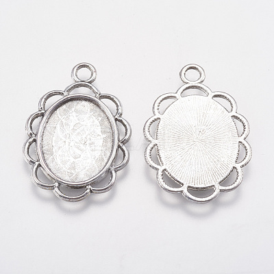Tibetan Style Pendant Cabochon Settings X-TIBEP-0584-S-FF-1
