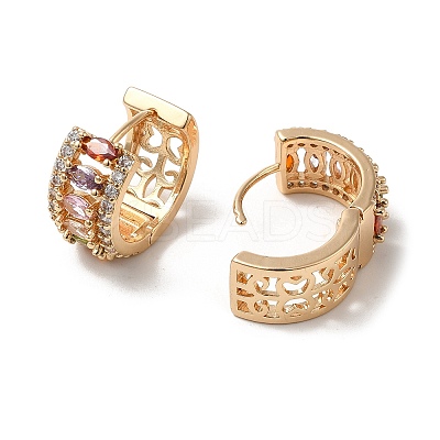 Brass Micro Pave Cubic Zirconia Hoop Earrings EJEW-M238-48KCG-1