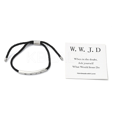 Word WWJD Polyester Cord Slider Bracelets BJEW-P384-01P-1