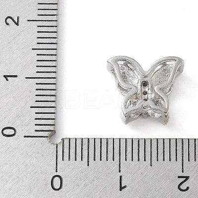 Brass Micro Pave Clear Cubic Zirconia Silde Charms KK-C086-02P-01-1