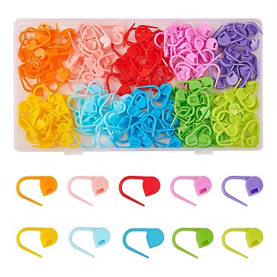 200Pcs 10 Colors Eco-Friendly ABS Plastic Knitting Crochet Locking Stitch Markers Holder KY-SZ0001-28-1
