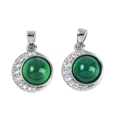 Natural Green Onyx Agate(Dyed & Heated) Pendants KK-U043-53P-02-1