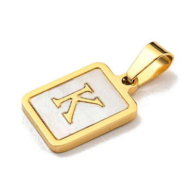 PVD Vacuum Plating 304 Stainless Steel Pave Natural White Shell Pendants STAS-S130-03G-K-1