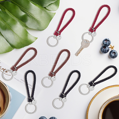 12Pcs 3 Colors PU Leather Knitting Keychains KEYC-CL0001-20A-1