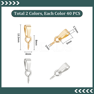 80Pcs 2 Colors 304 Stainless Steel Screw Eye Pin Peg Bails STAS-UN0060-43-1
