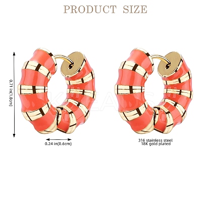 Enamel Striped Thick Hoop Earrings JE1110F-1
