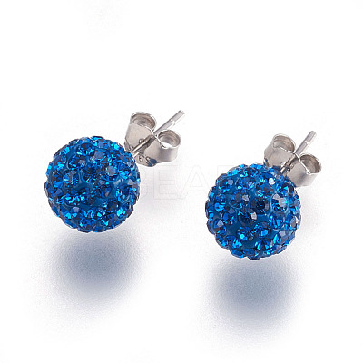 Gifts for Her Valentines Day 925 Sterling Silver Austrian Crystal Rhinestone Ball Stud Earrings for Girl Q286H131-1