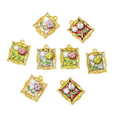 8Pcs 4 Colors Golden Alloy Resin Pendants FIND-CJ0004-91-1