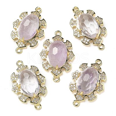 Natural Amethyst Faceted Oval Connector Charms G-G181-06G-04-1