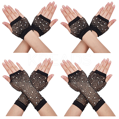 4Pairs 2 Styles Women Nylon Mesh Gloves AJEW-CY0001-08A-1