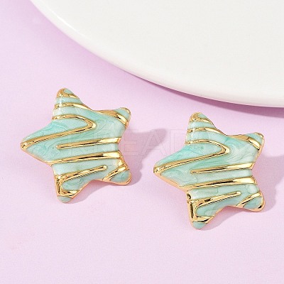 304 Stainless Steel Enamel Star Stud Earrings STAS-D368-04G-1
