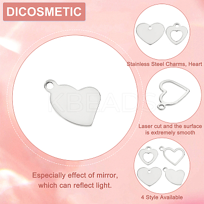 200Pcs 4 Style 201 Stainless Steel Pendants STAS-DC0009-79-1