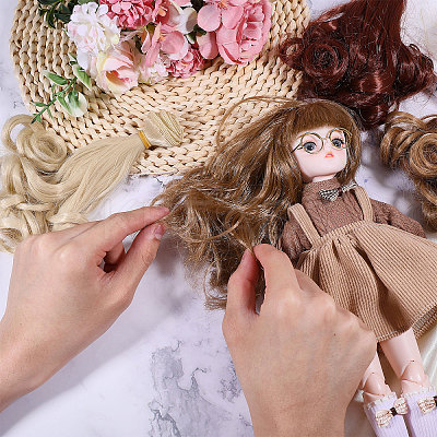 5Pcs 5 Styles  High Temperature Fiber Long Pear Perm Hairstyle Doll Wig Hair DIY-GL0005-63B-1