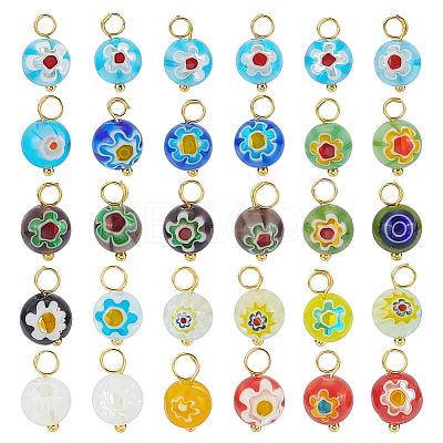 30Pcs Millefiori Glass Charms PALLOY-PH01855-1