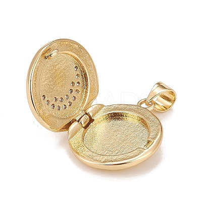 Brass Micro Pave Cubic Zirconia Locket Pendants X-KK-A161-42A-G-1