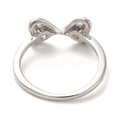 Brass with Cubic Zirconia Open Cuff Rings for Woman RJEW-M161-01P-1