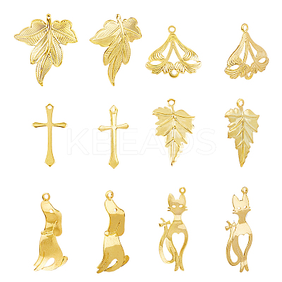48Pcs 6 Style Brass Pendants KK-FH0005-49-1