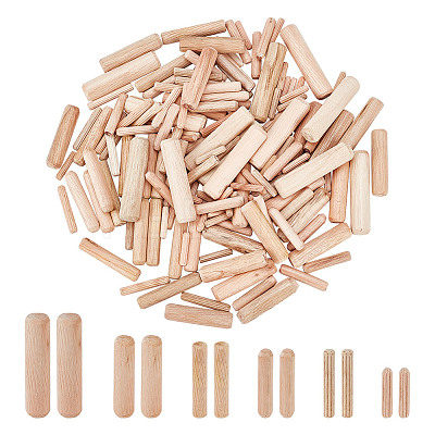 480Pcs 6 Styles Wood Grooved Dowel Pins AJEW-NB0005-87-1