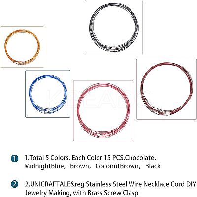 Stainless Steel Wire Necklace Cord DIY Jewelry Making TWIR-UN0001-04-1