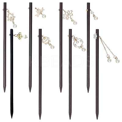 8Pcs 8 Style Wood Hair Sticks OHAR-PH0001-27-1