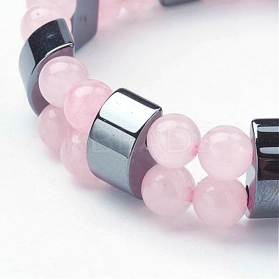 Natural Rose Quartz Stretch Bracelets BJEW-JB02837-01-1