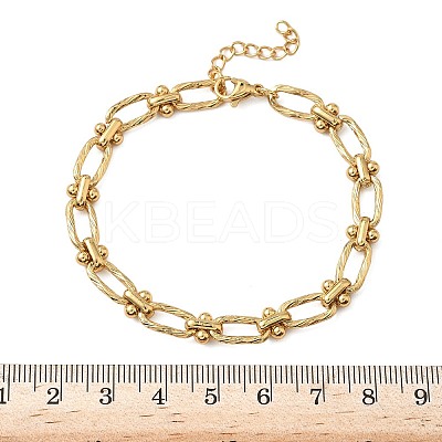 Ion Plating(IP) 304 Stainless Steel Textured Oval Link Chain Bracelets for Women BJEW-B092-08G-02-1