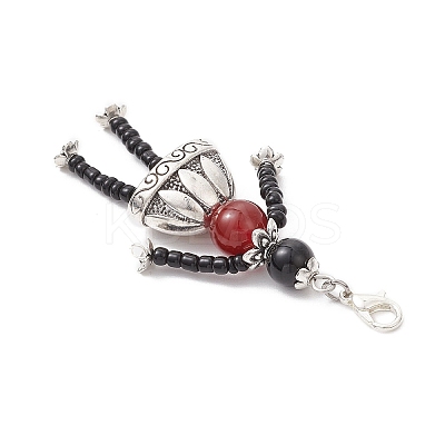 4Pcs Glass & Alloy & Gemstone Human Pendant Decoration HJEW-TA00361-1
