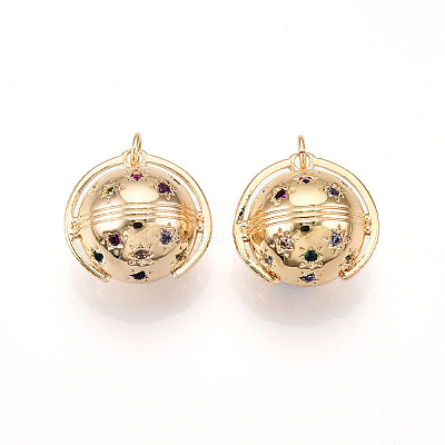 Brass Micro Pave Cubic Zirconia Pendants ZIRC-T016-15-1