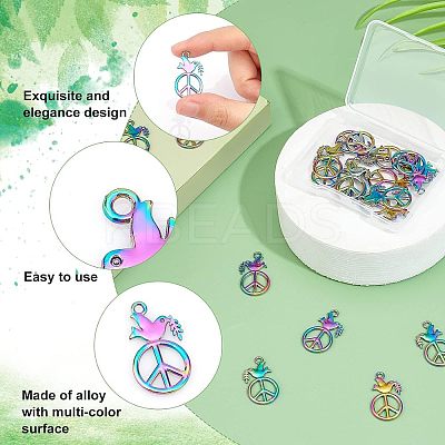20Pcs Rainbow Color Alloy Pendants FIND-FH0003-56-1