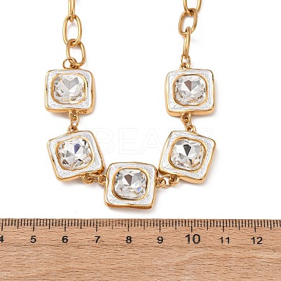 304 Stainless Steel Rhinestone Star Pendant Necklaces for Women NJEW-T021-03G-1
