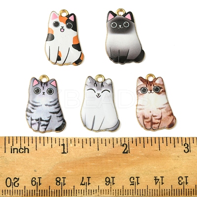 14Pcs 5 Styles Alloy Enamel Pendants ENAM-FS0001-95-1