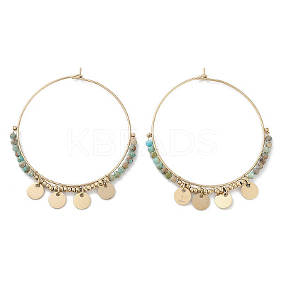 304 Stainless Steel Natural Natural Turquoise Chandelier Earrings EJEW-Z089-36G-01-1