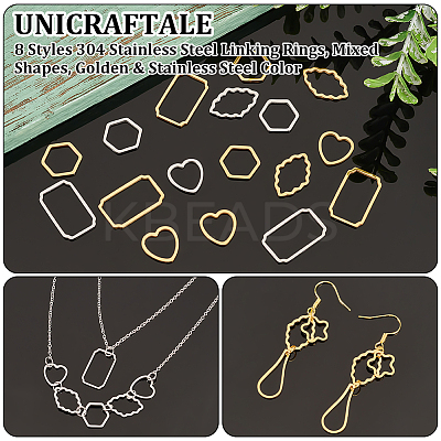 32Pcs 8 Styles 304 Stainless Steel Linking Rings STAS-UN0060-54-1
