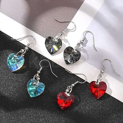 Heart Glass Dangle Earrings X-EJEW-JE01737-1
