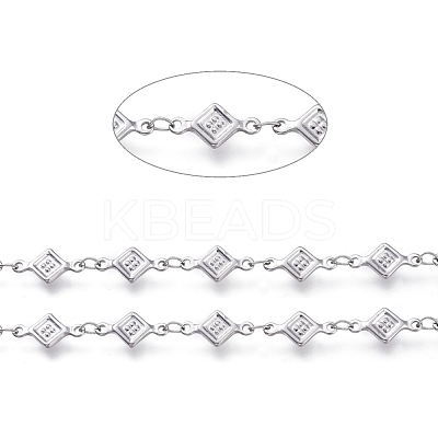 Tarnish Resistant 304 Stainless Steel Rhombus Link Chains CHS-P011-04P-1