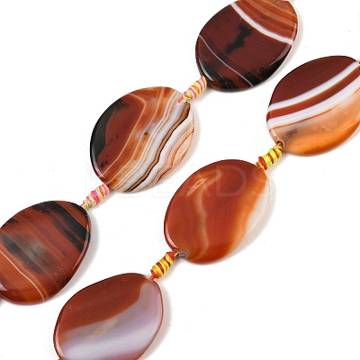 Natural Banded Agate Beads Strands G-P605-L02-06-1