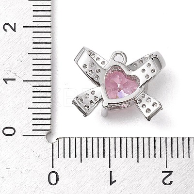 Rack Plating Brass Micro Pave Pink Cubic Zirconia Pendants KK-H463-10P-02-1